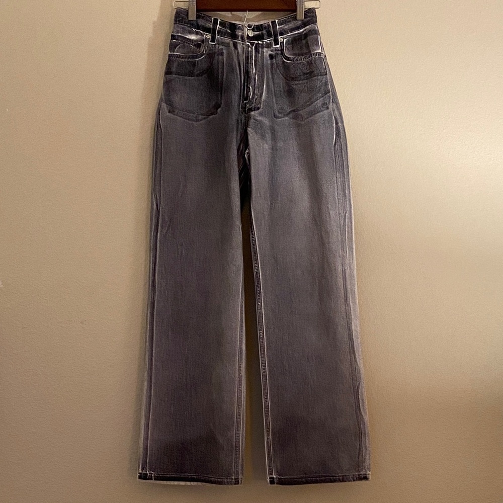 Zara Gray and Black Wide Leg Women's Jeans, Size 0 - Picture 2 of 8